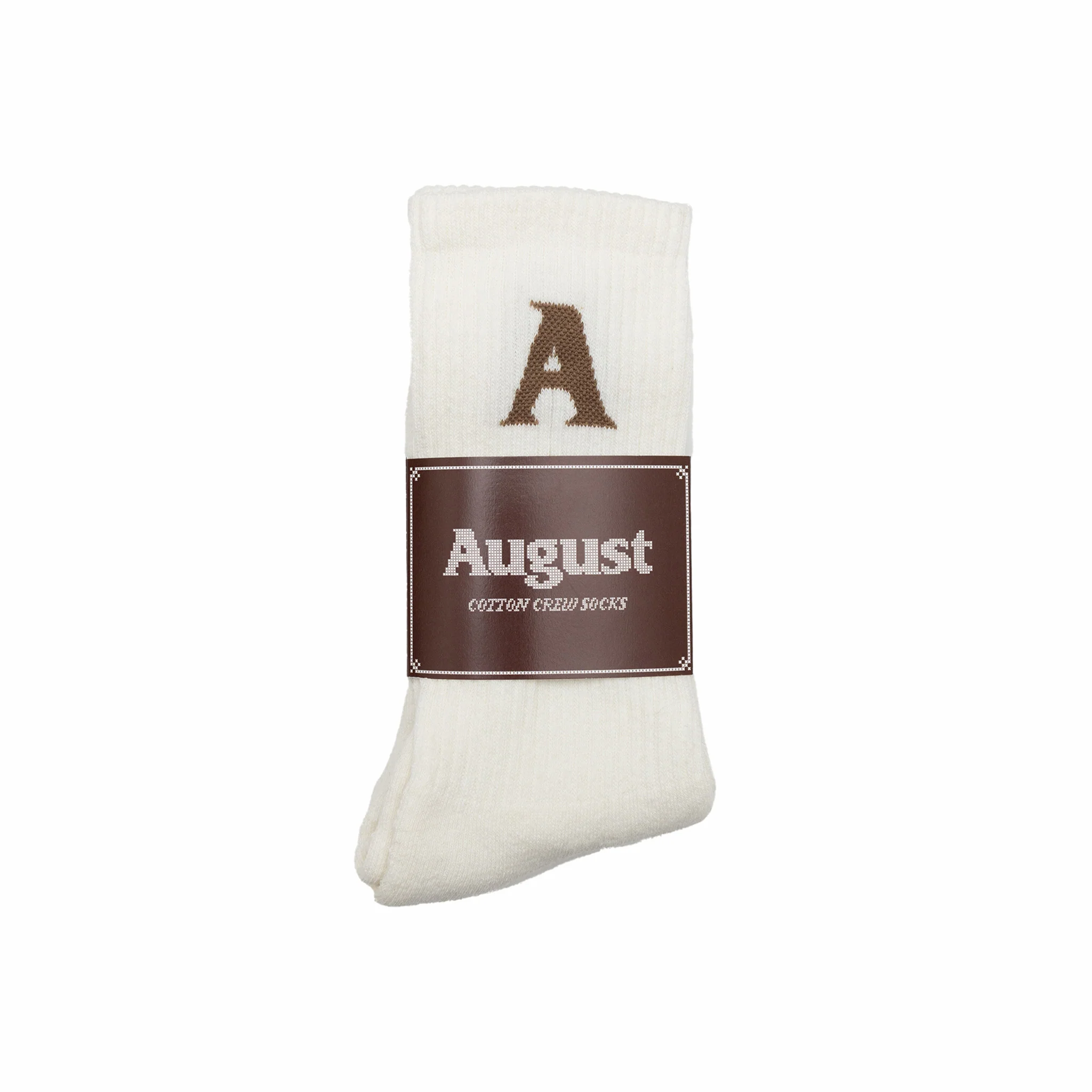 August Cotton Crew Socks (Natural/Mushroom)