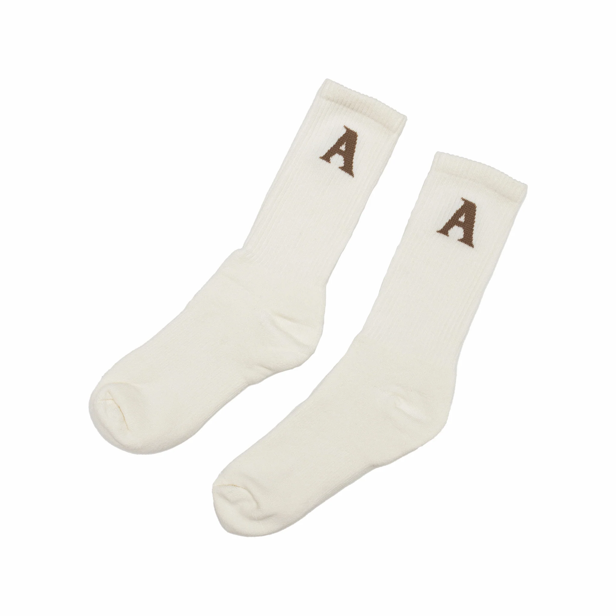 August Cotton Crew Socks (Natural/Mushroom) - Image 2