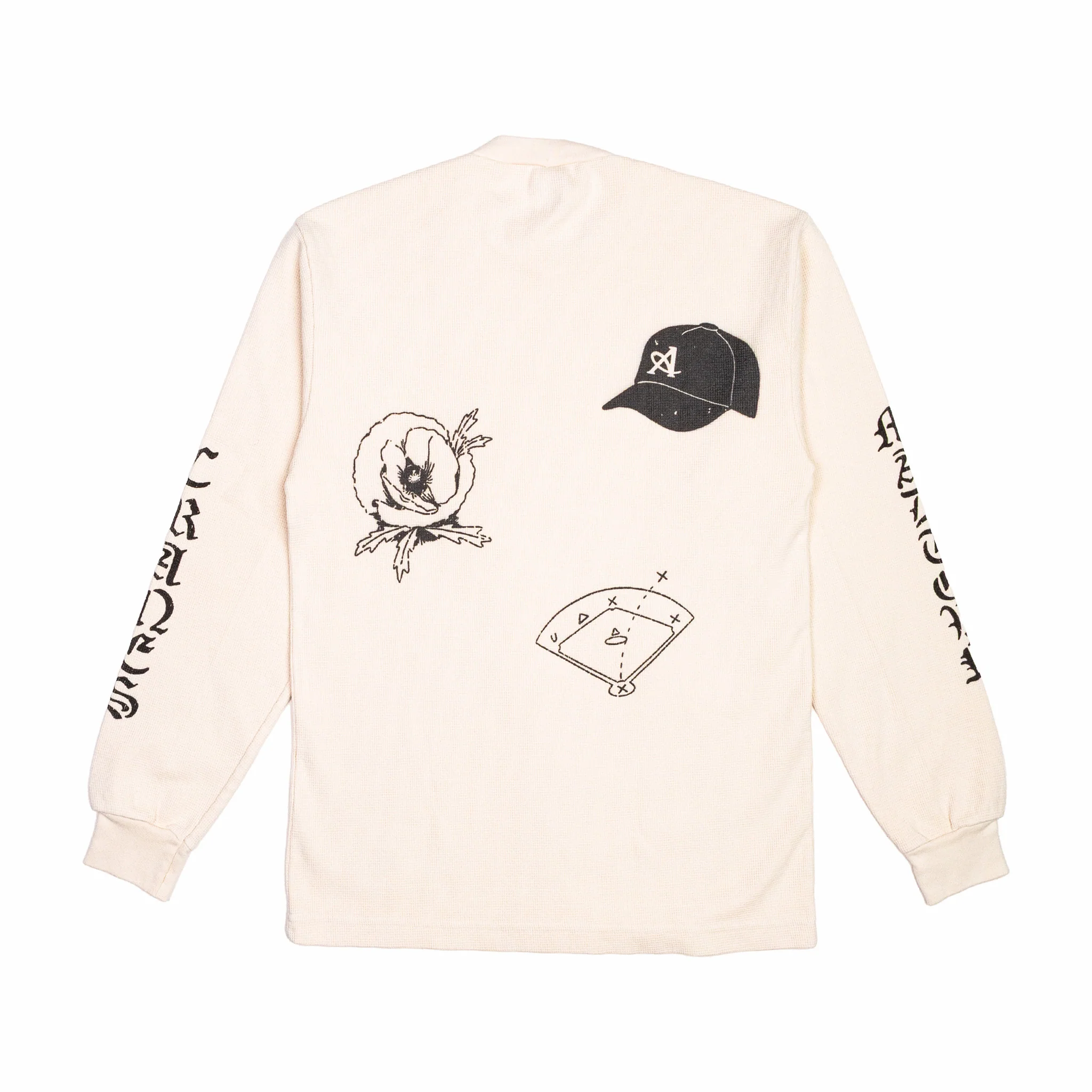 August "Varsity" Hometown Baseball Waffle Knit Thermal (Crème) - Image 2