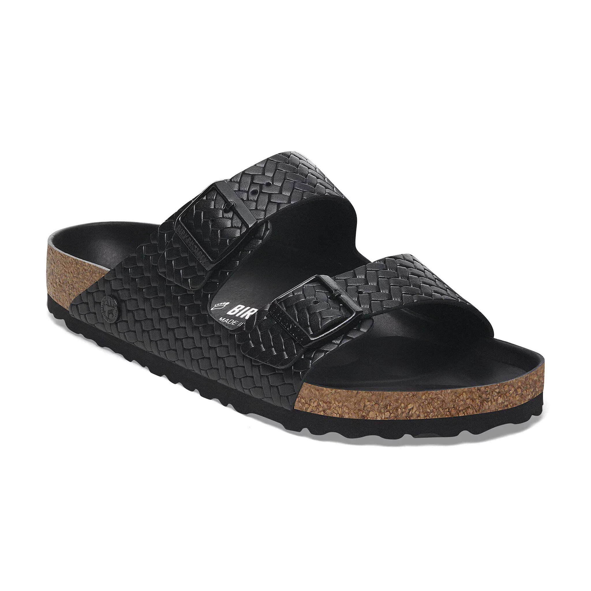 Birkenstock Women's Arizona Leather - Narrow (Woven Embossed Black) - Image 2