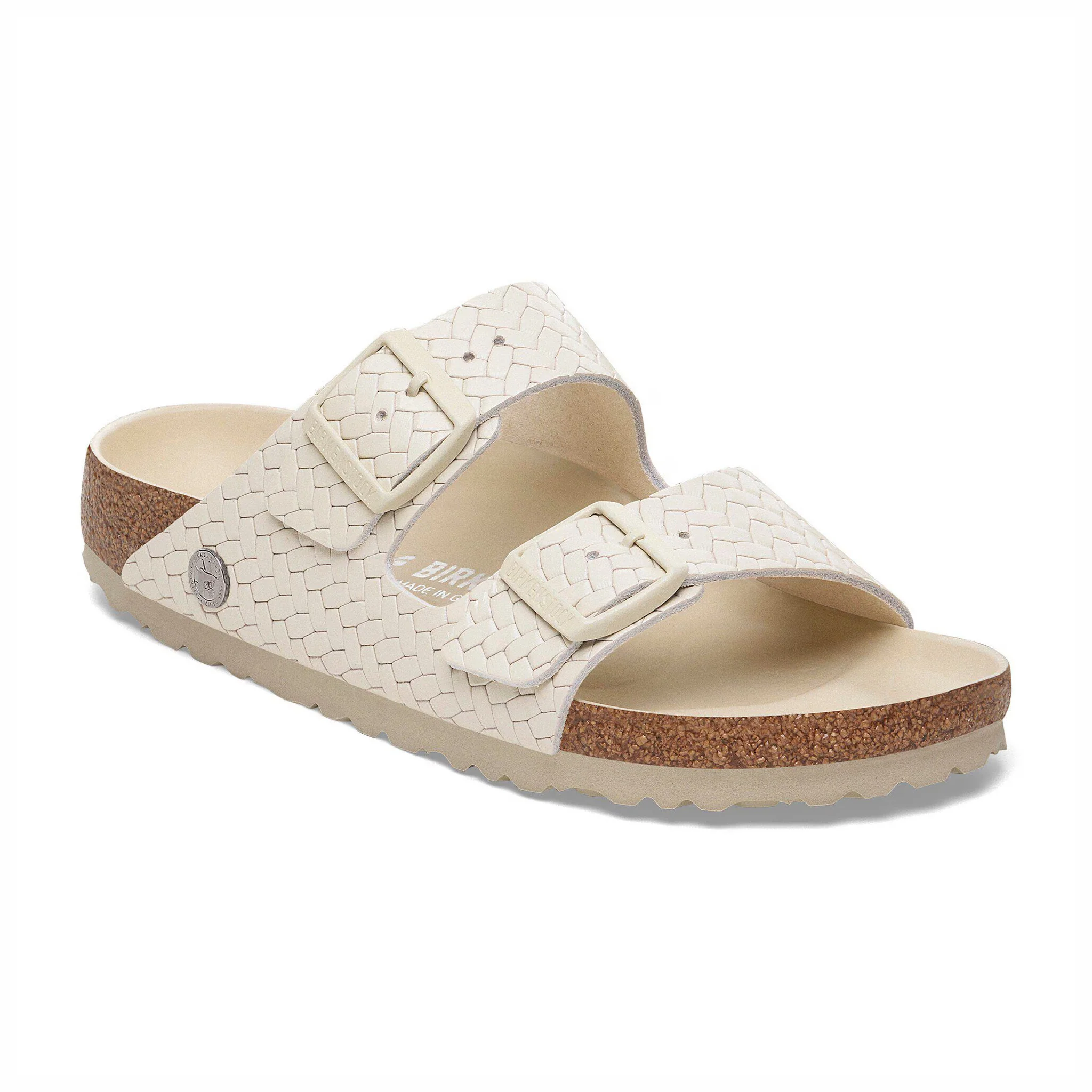 Birkenstock Women's Arizona Leather - Narrow (Woven Embossed Ecru) - Image 2