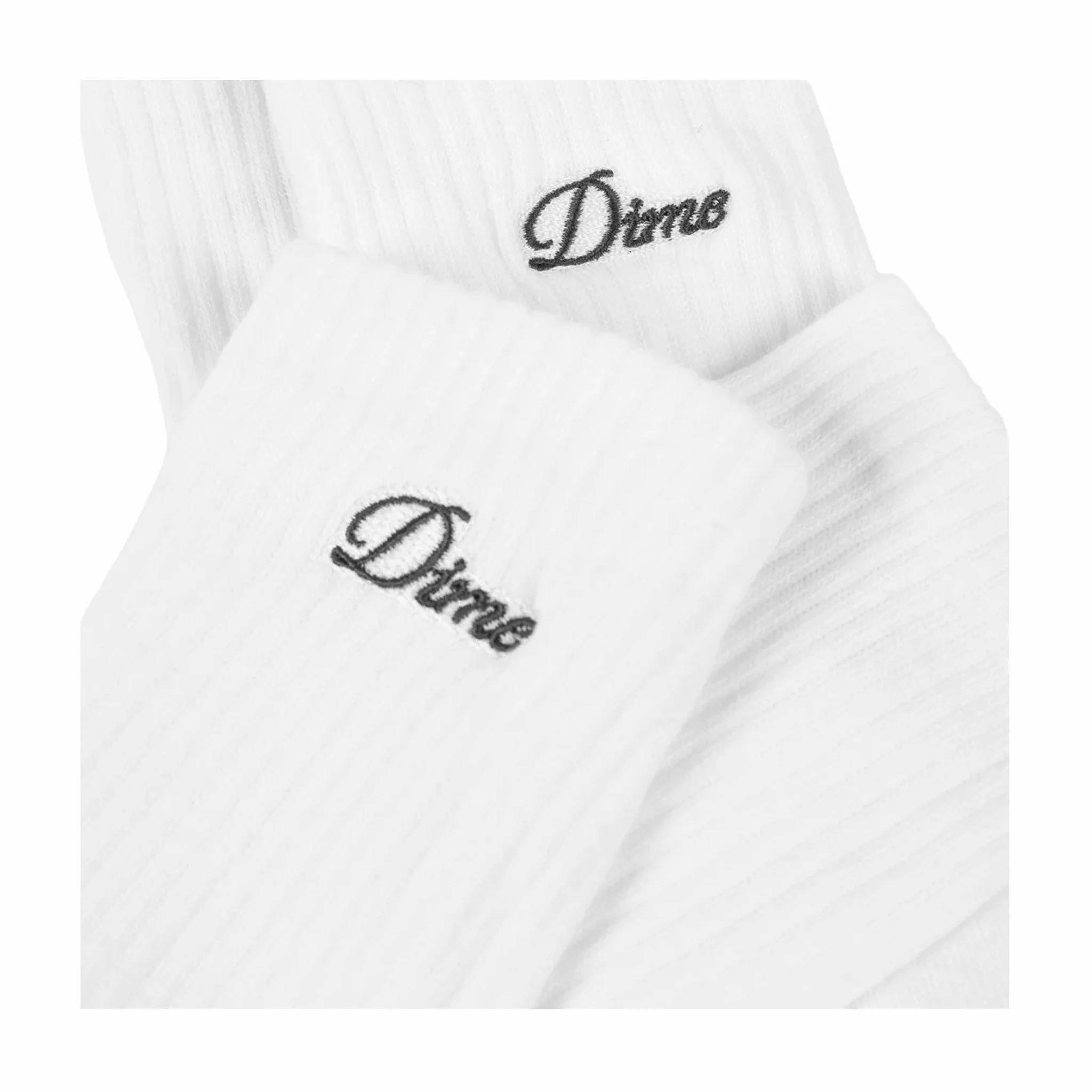 Dime Two Pack Crew Socks (White/Black) - Image 2