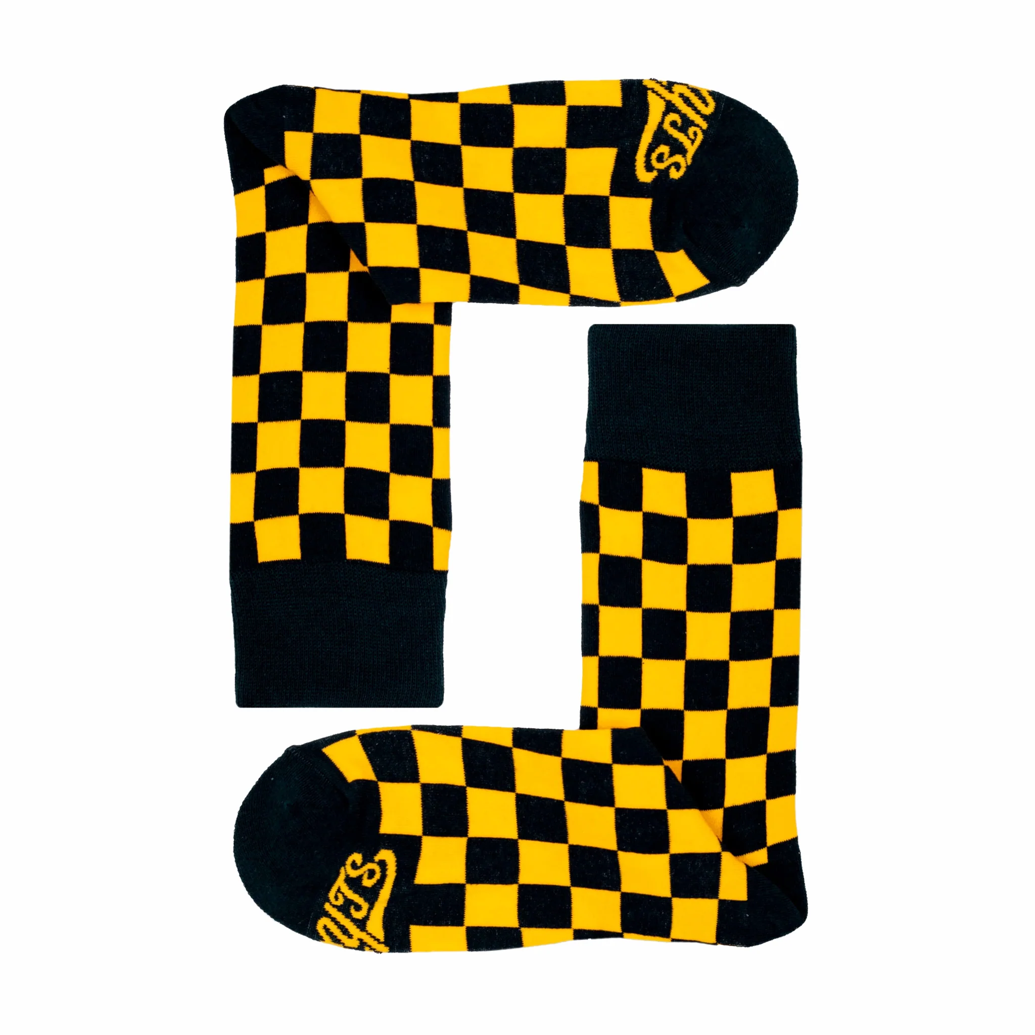 Dude. Your Team Socks. Checkered Socks (Black/Yellow) - Image 2