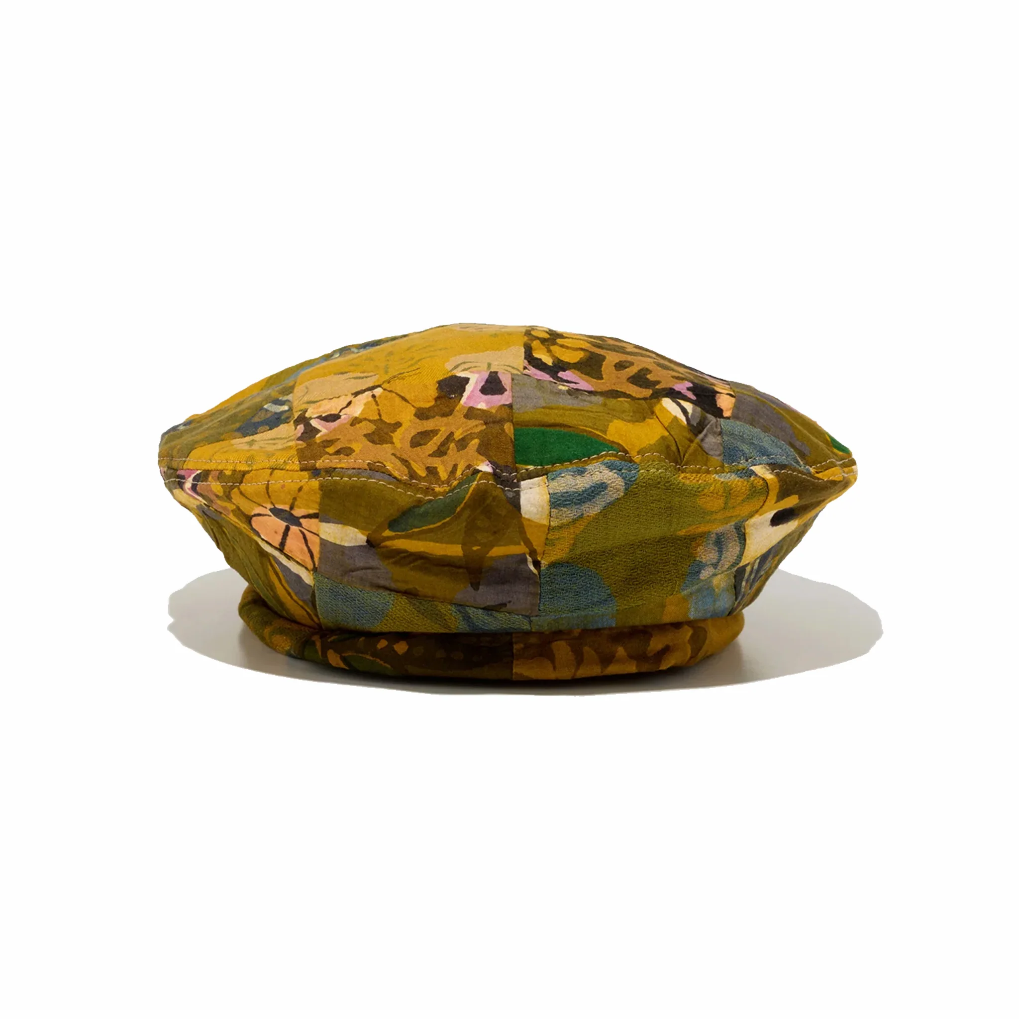 Engineered Garments Beret - Olive Cotton Pattern Patchwork (Multi)