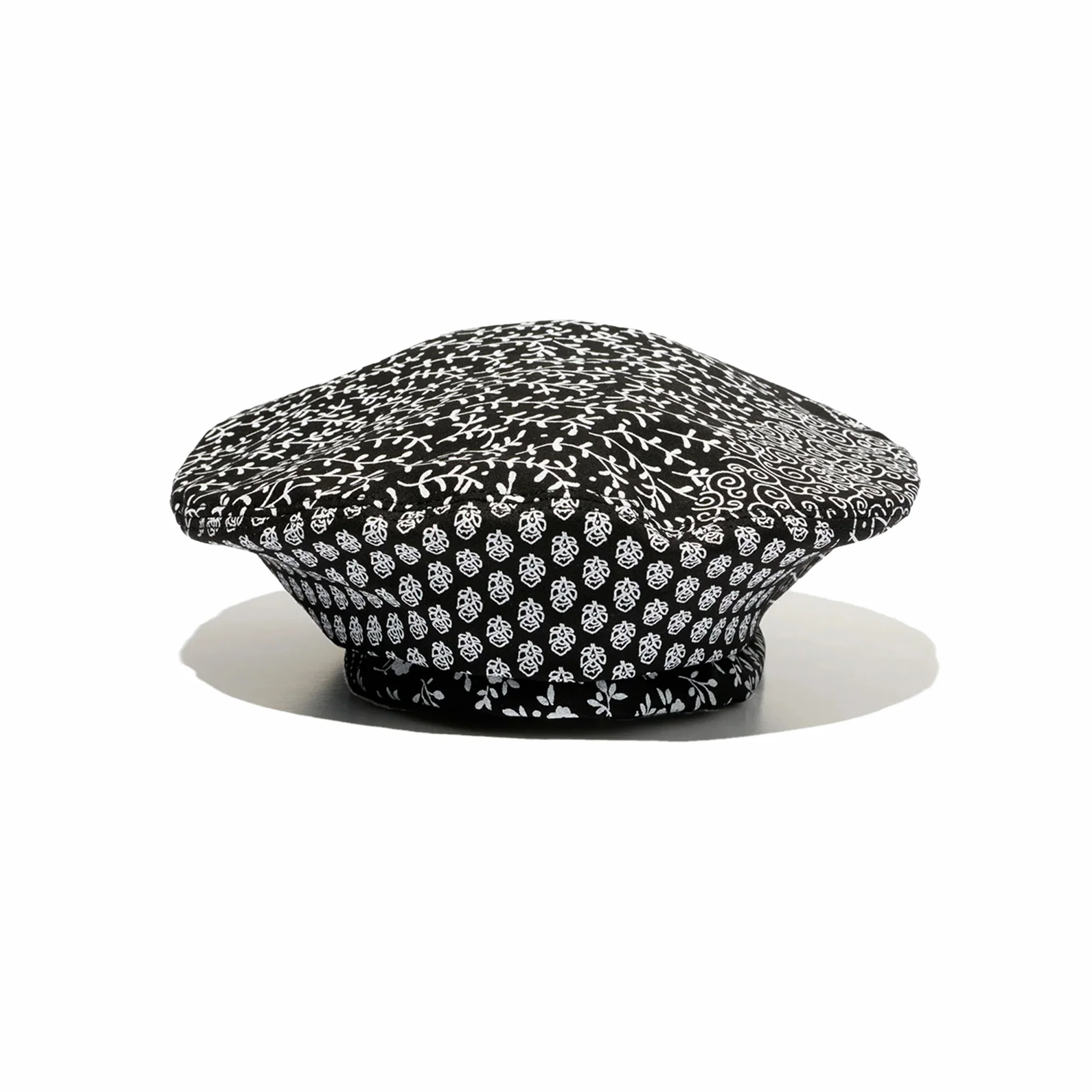 Engineered Garments Beret - White Cotton Patchwork Print (Black)