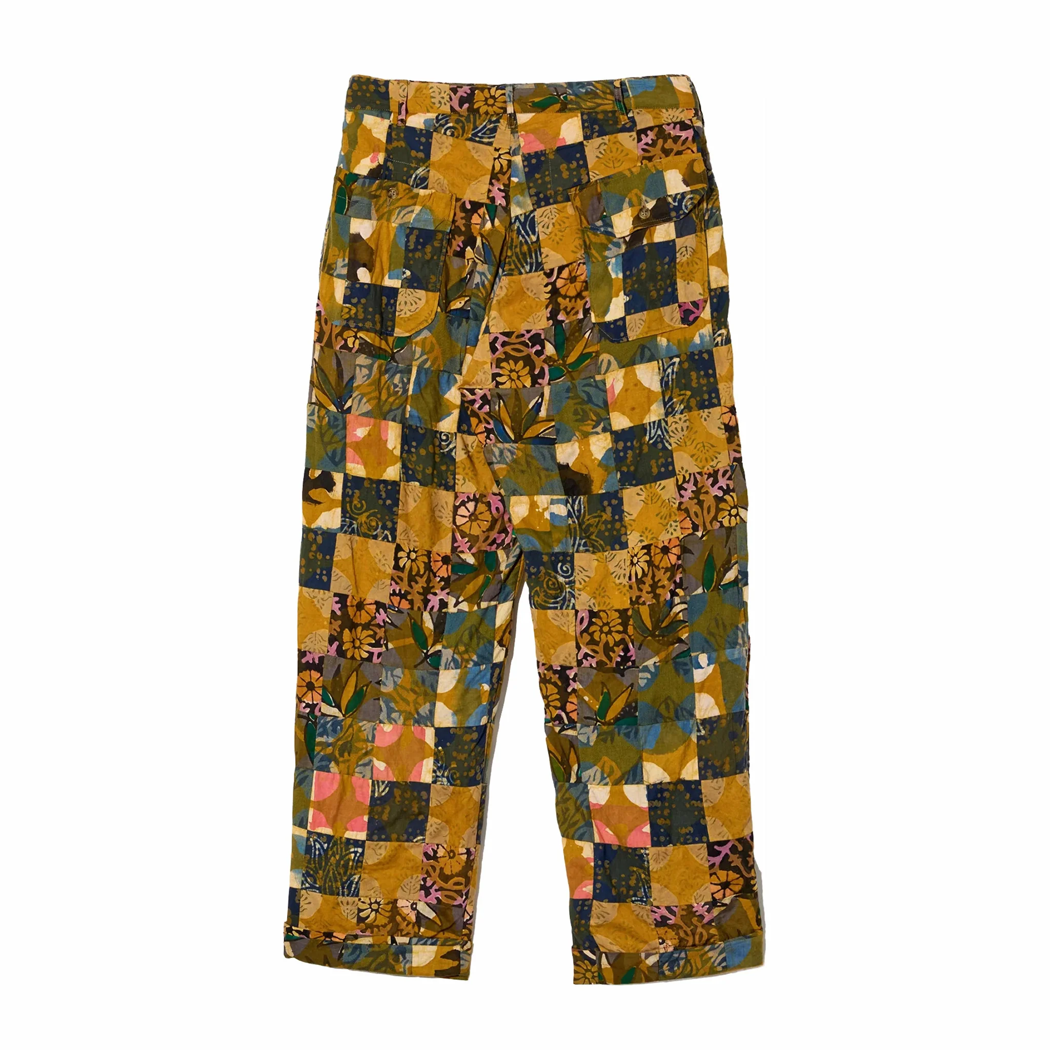 Engineered Garments Carlye Pant - Olive Cotton Multi Pattern Patchwork (Multi) - Image 2