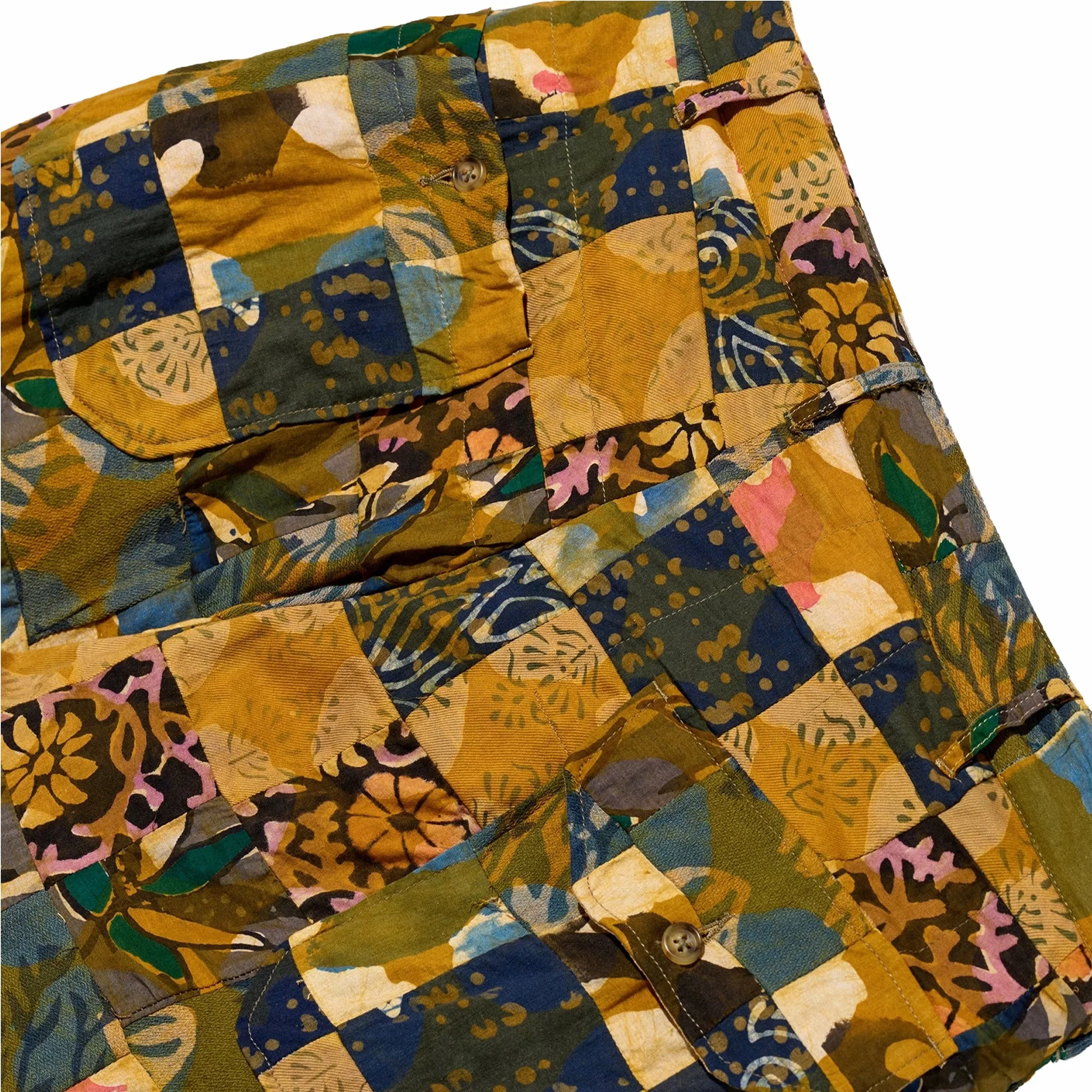 Engineered Garments Carlye Pant - Olive Cotton Multi Pattern Patchwork (Multi) - Image 3