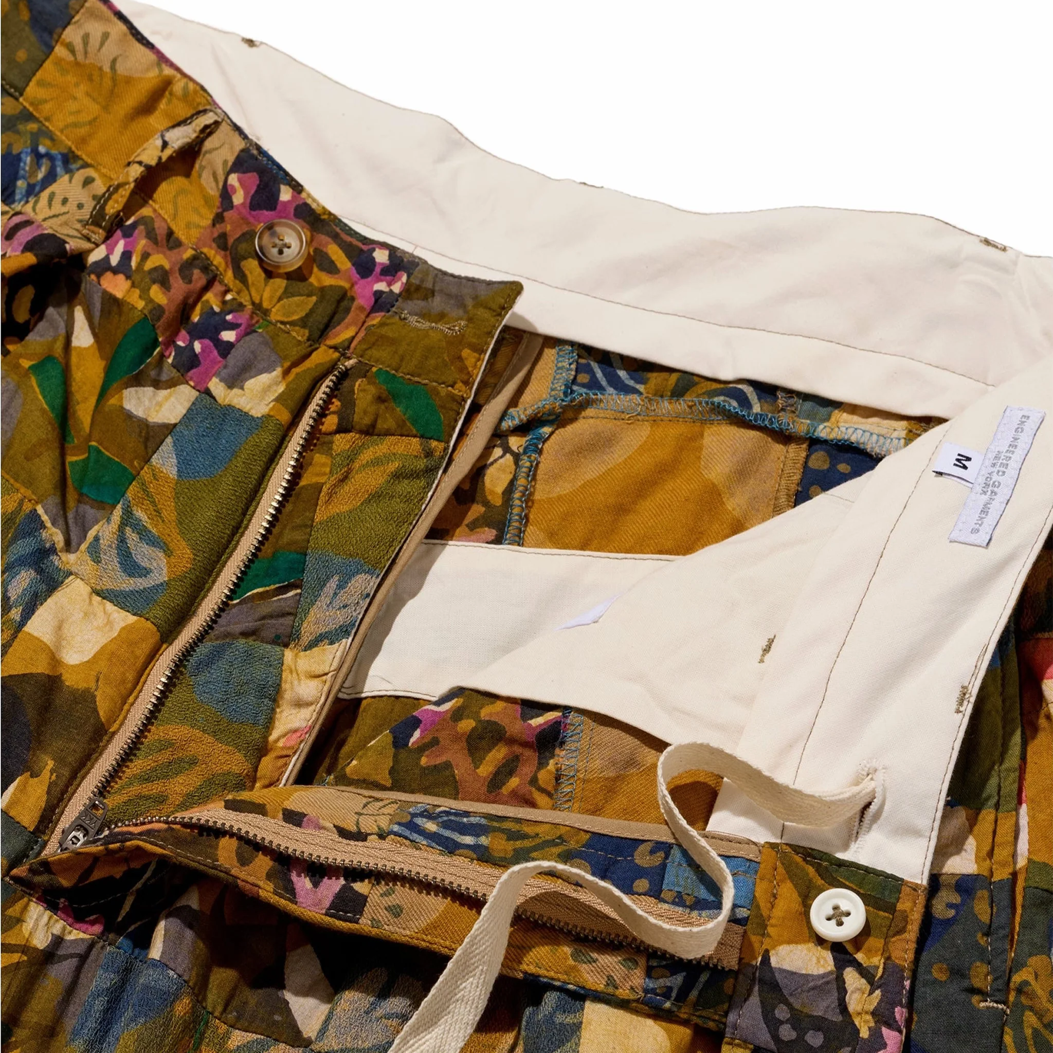 Engineered Garments Carlye Pant - Olive Cotton Multi Pattern Patchwork (Multi) - Image 4