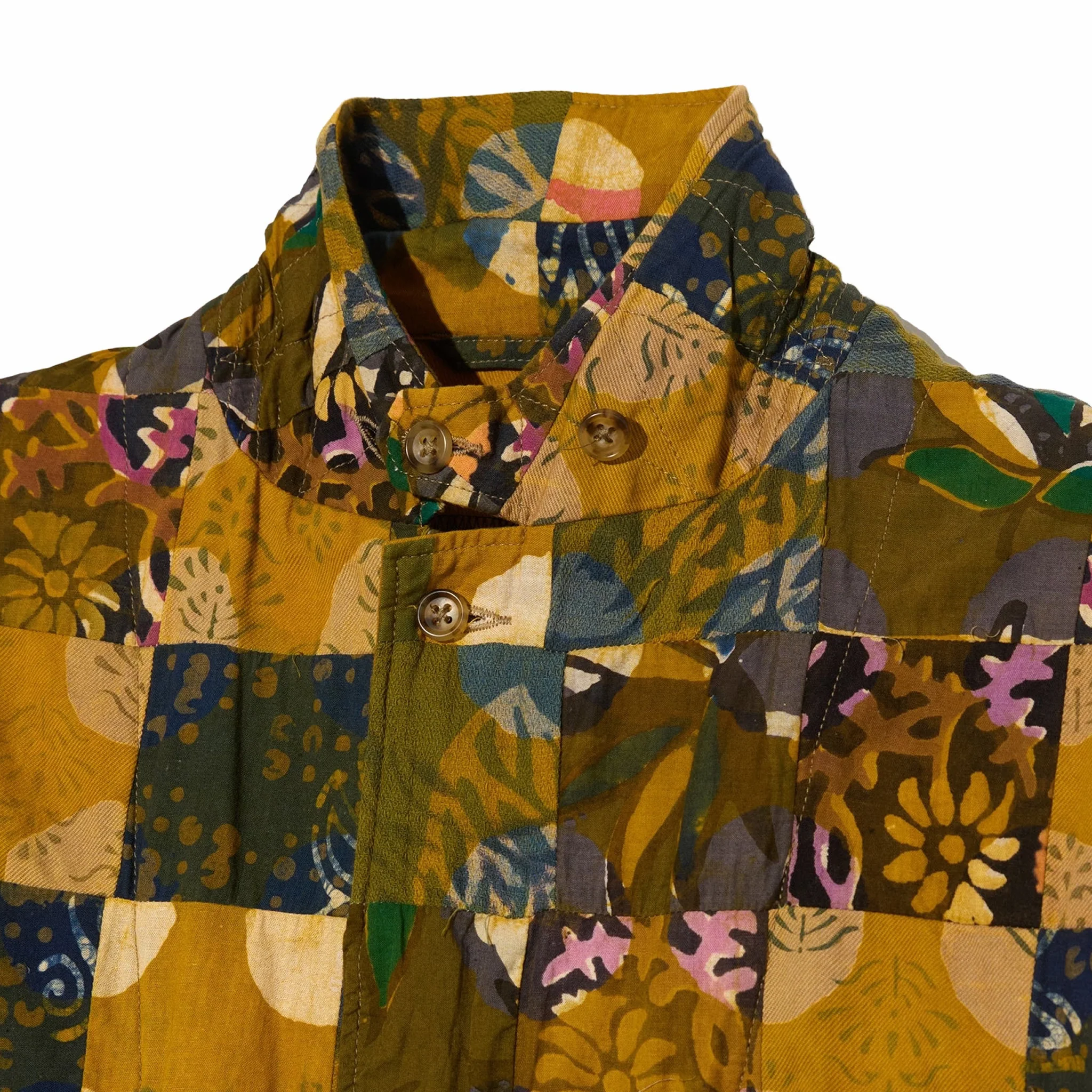 Engineered Garments Loiter Jacket - Olive Cotton Multi Pattern Patchwork (Multi) - Image 3