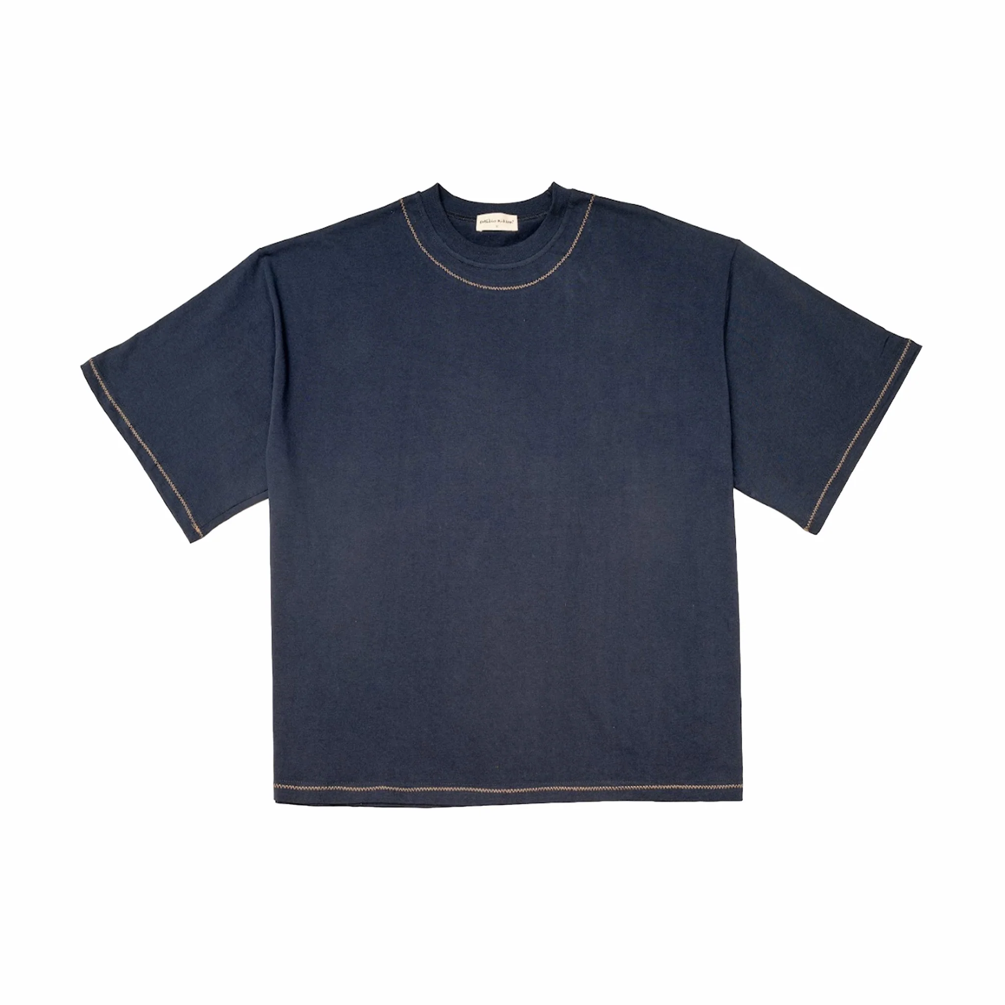 Estudio Niksen Hand-Embroidered Cropped Tee (Navy)