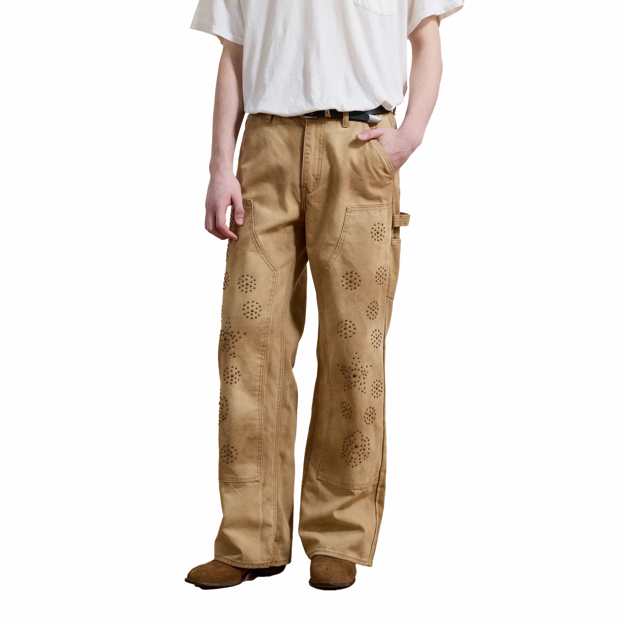 Found Canvas Studded Work Pants (Vintage Sand) - Image 3