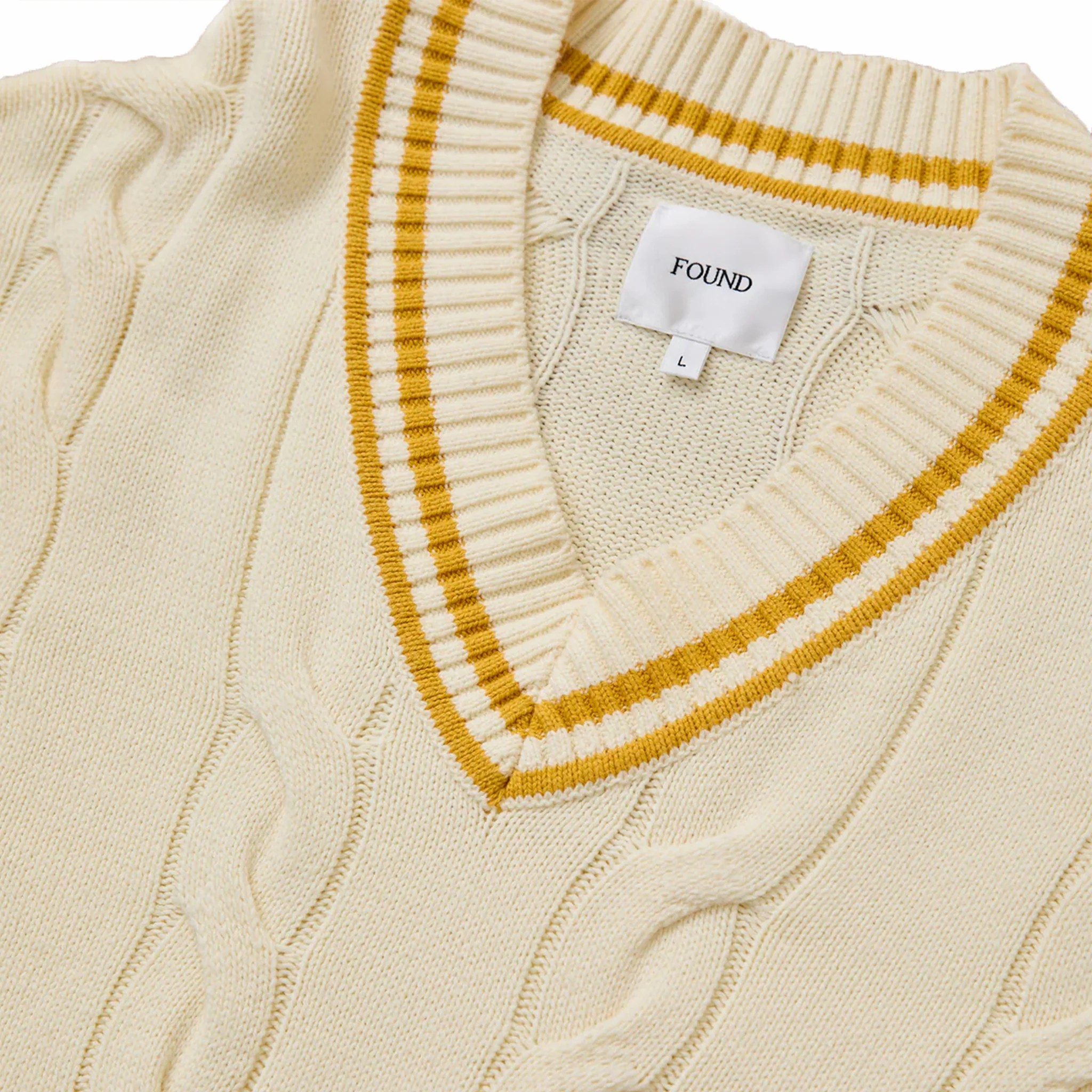 Found Cricket V-Neck Sweater (Cream/Gold) - Image 3