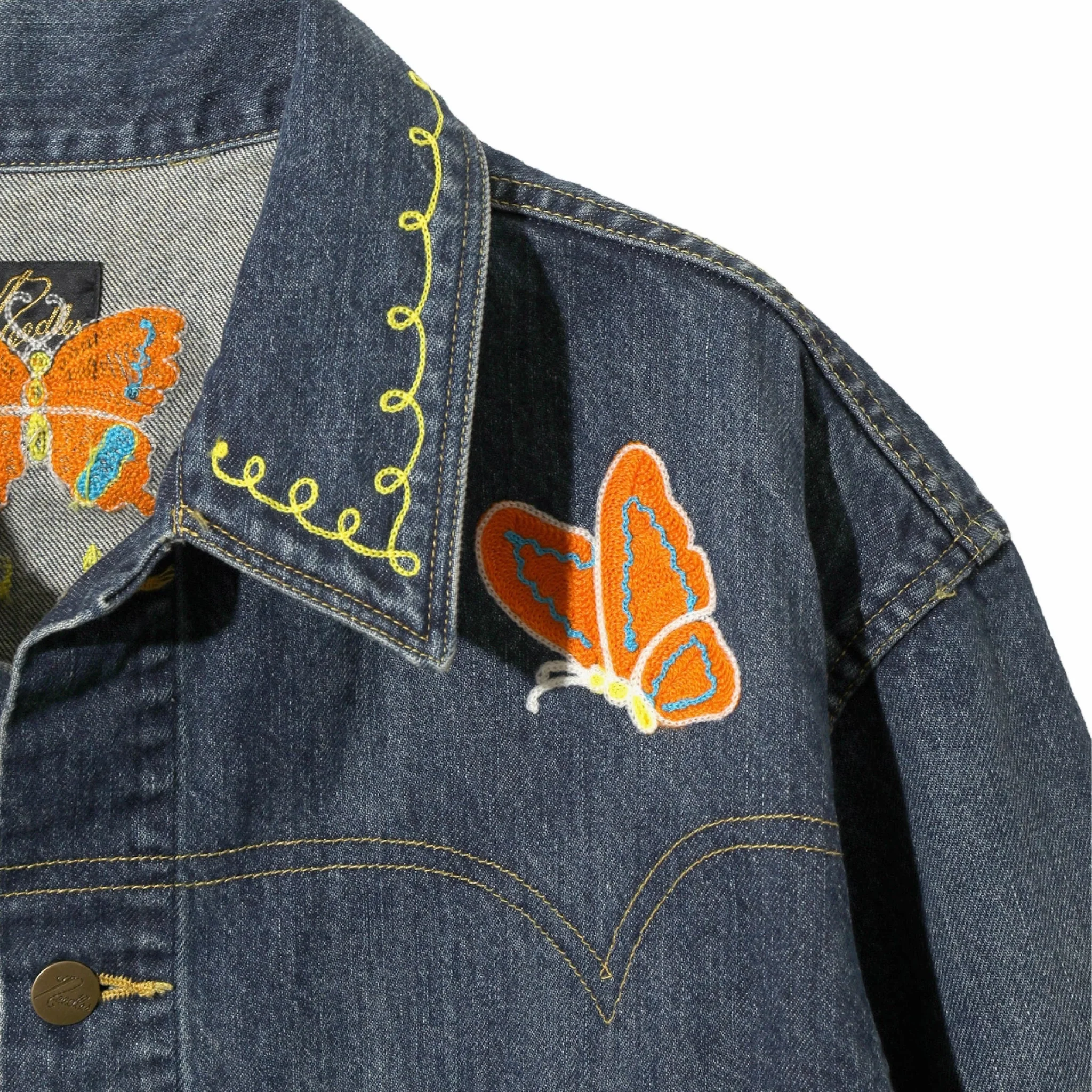 Needles Papillon Emb. Jean Jacket - 12oz Denim (Indigo) - Image 3