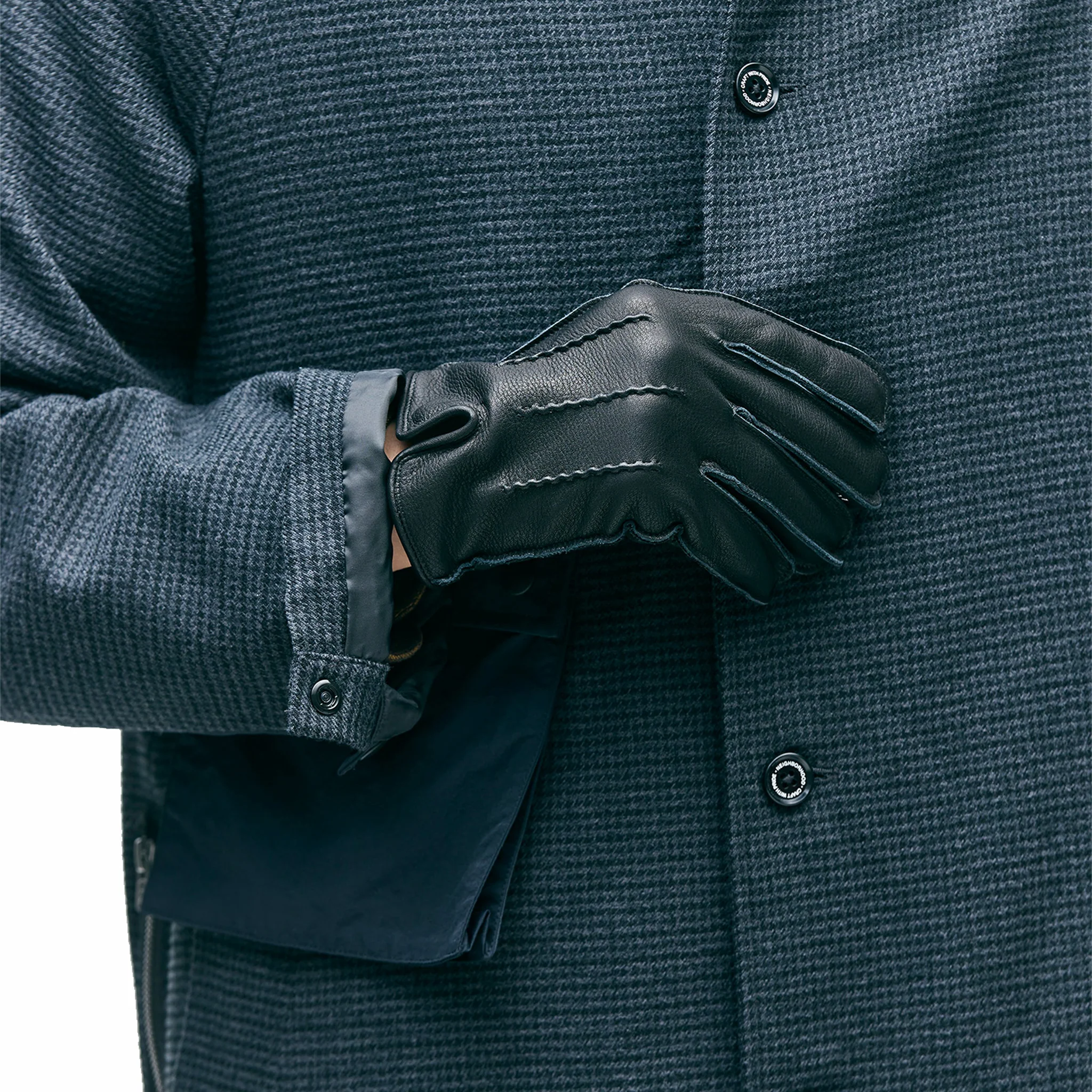 Neighborhood Leather EMB Gloves (Black) - Image 2