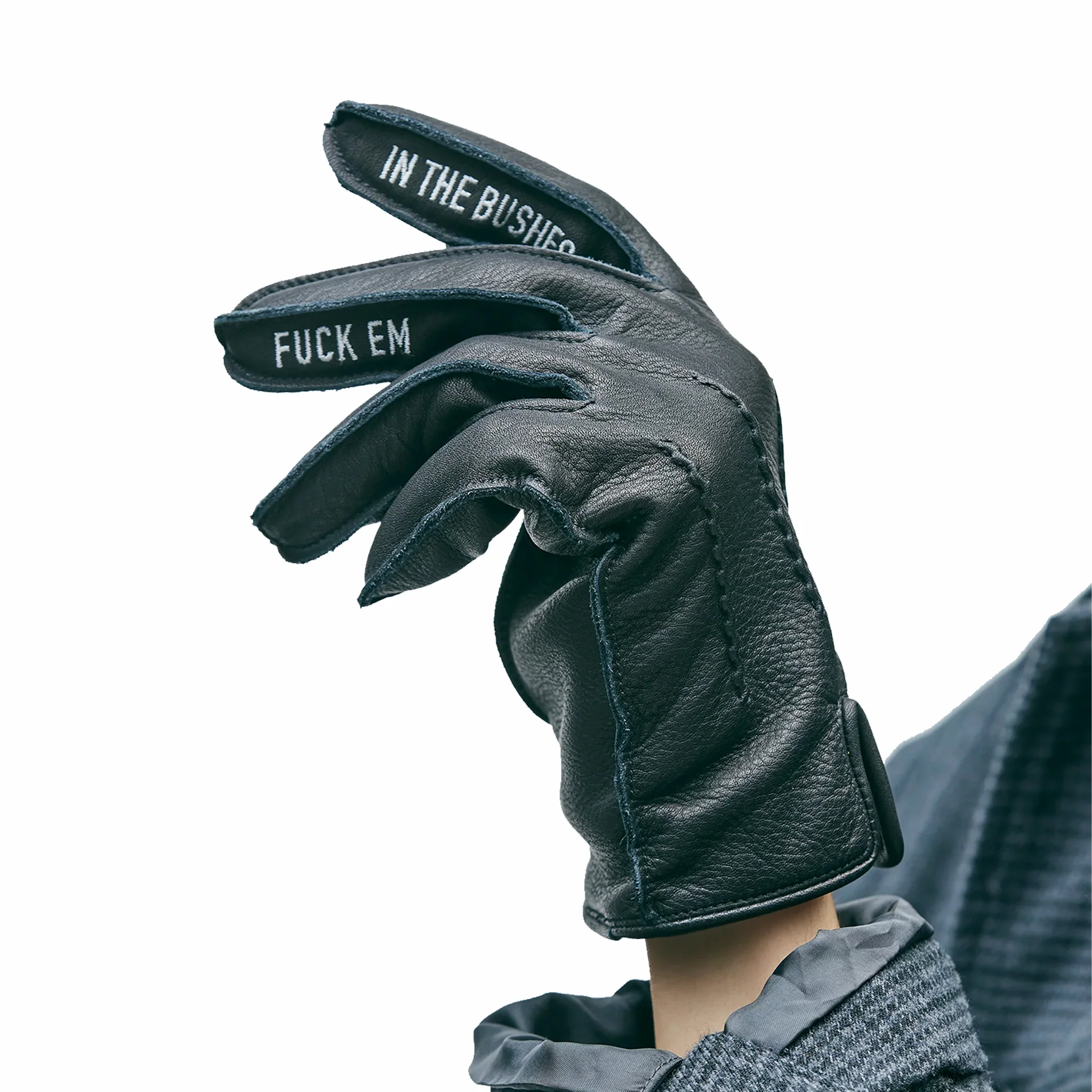 Neighborhood Leather EMB Gloves (Black) - Image 3