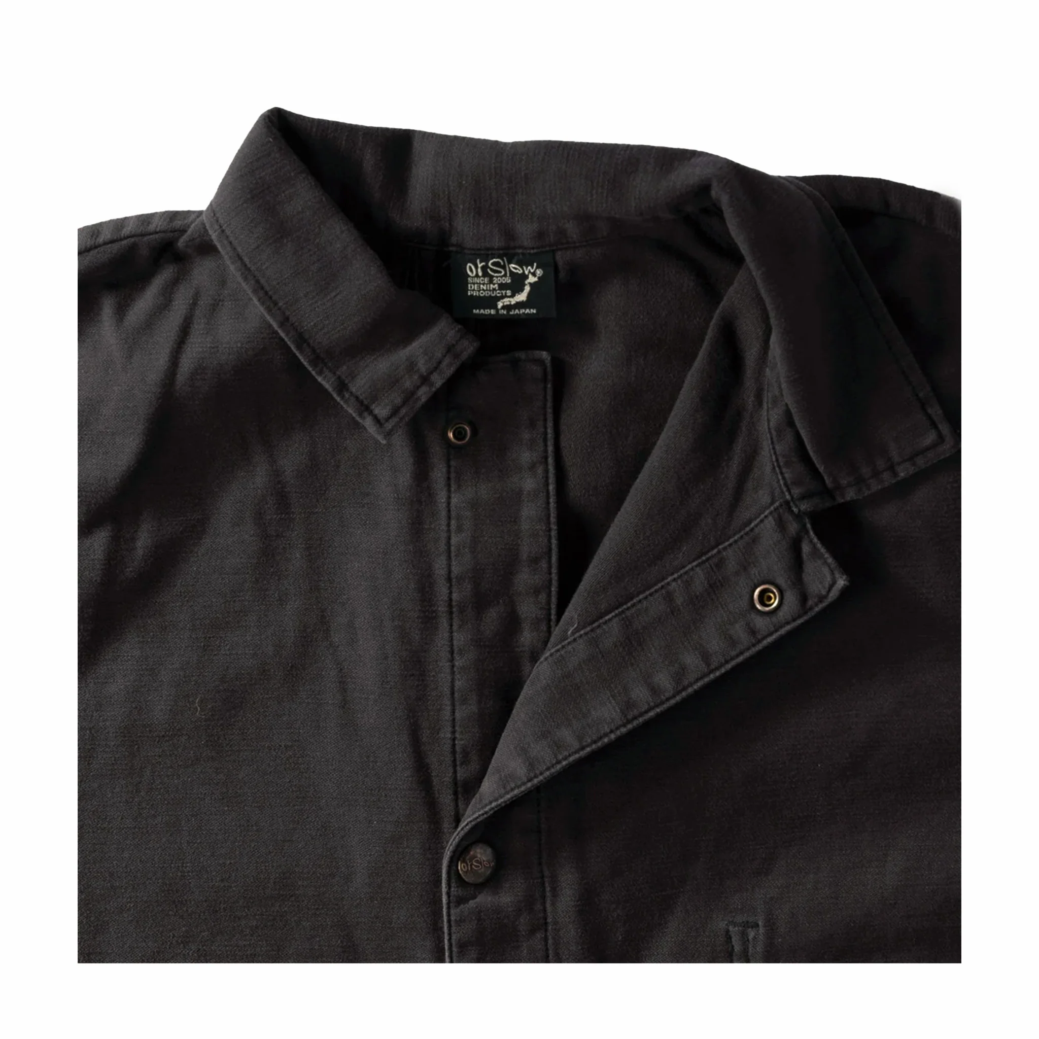 OrSlow Reverse Sateen Simple Work Coat - Vintage Washed (Black) - Image 2