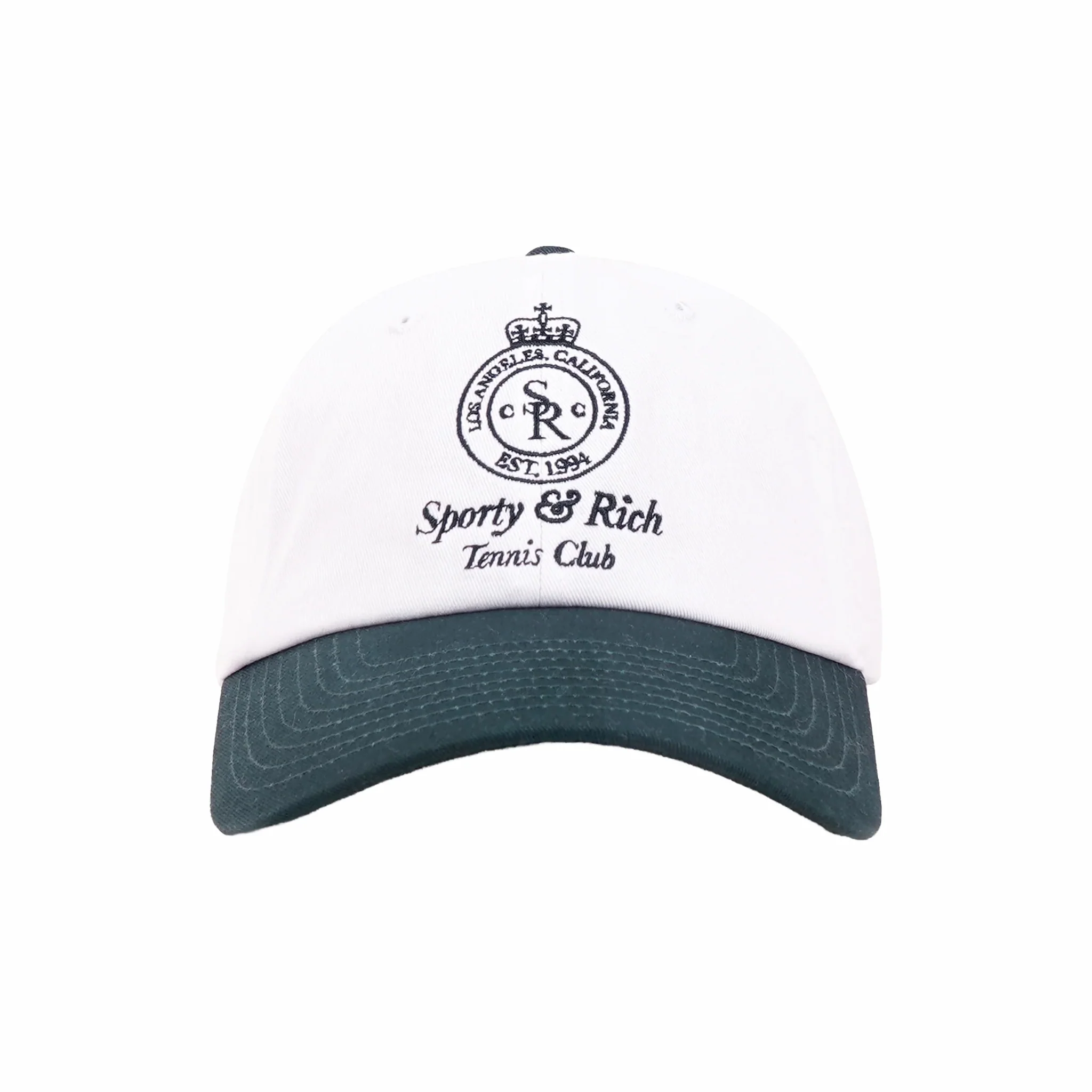 Sporty & Rich Crown Tennis Hat (White/Forest)