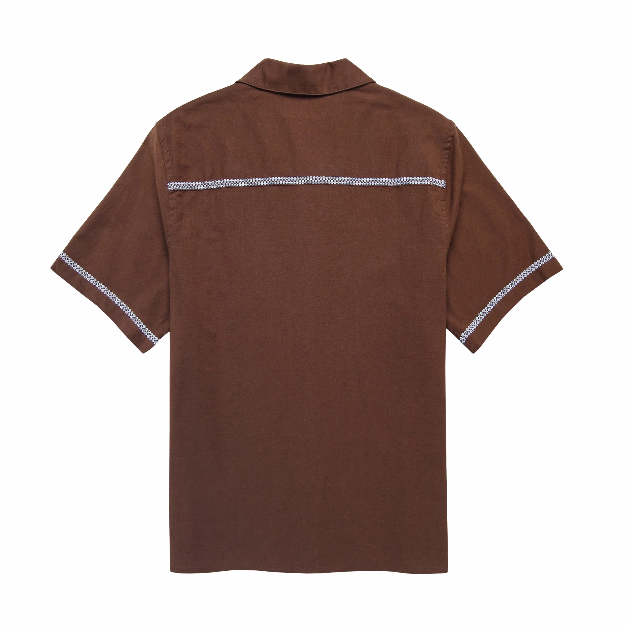Wax London Didcot SS Shirt (Pintuck Brown/Blue) - Image 2