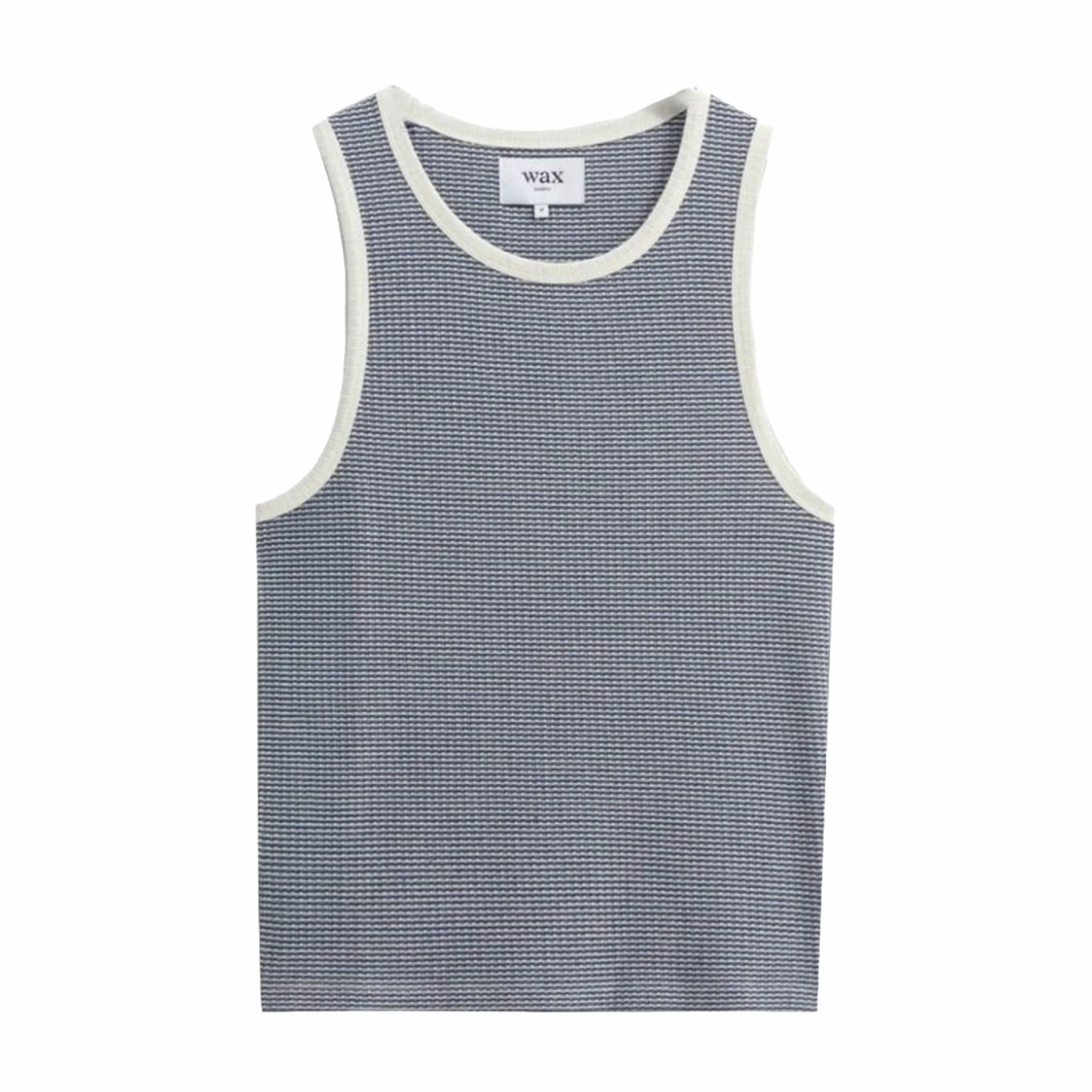 Wax London Montague Vest - Mini Stripe Rib (Blue/Ecru)