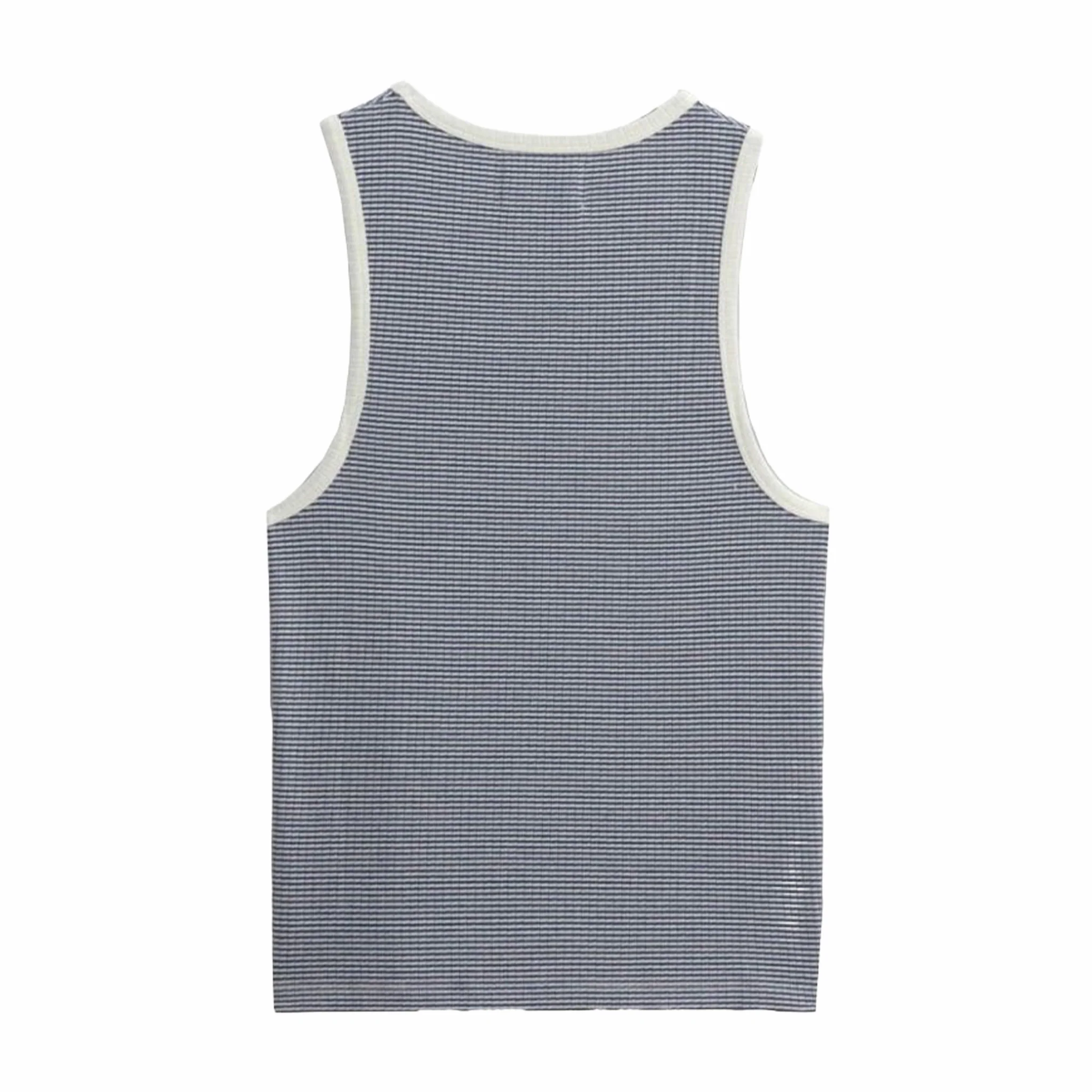 Wax London Montague Vest - Mini Stripe Rib (Blue/Ecru) - Image 2