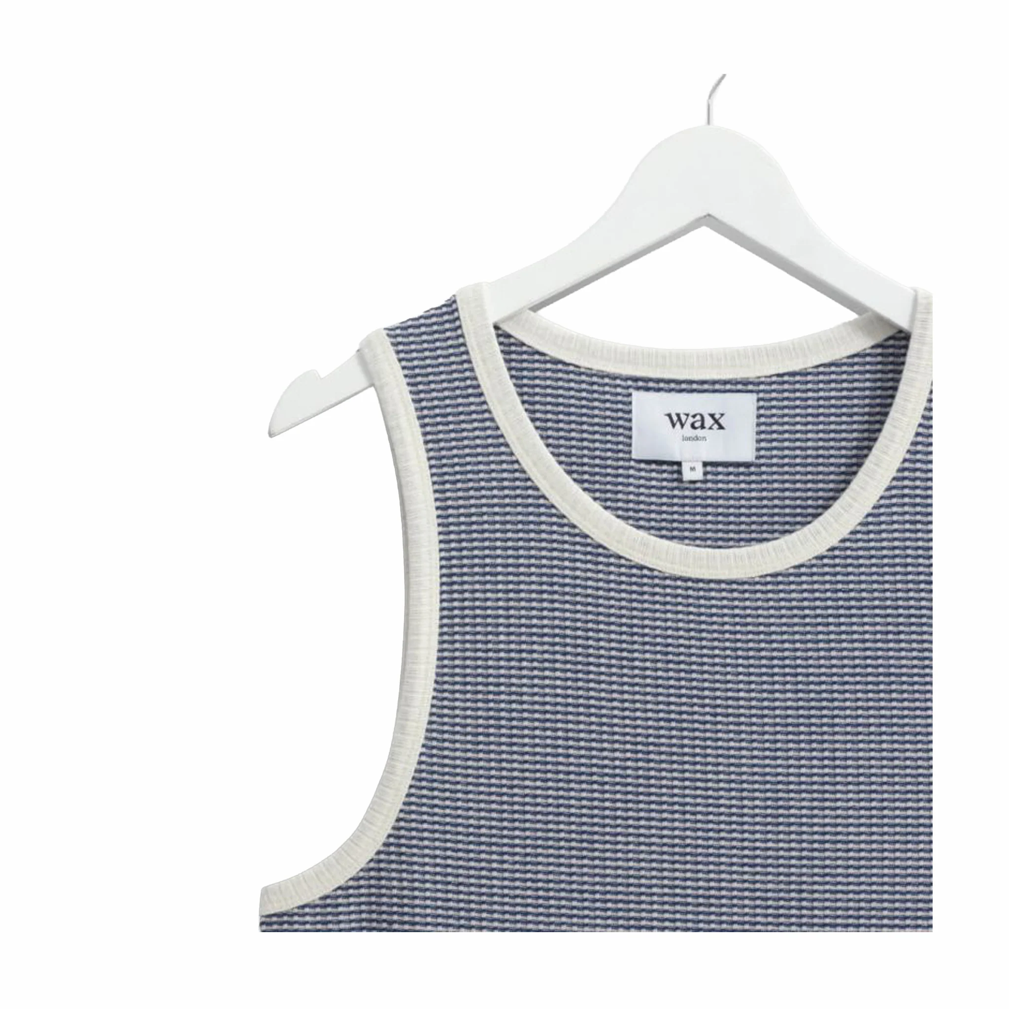 Wax London Montague Vest - Mini Stripe Rib (Blue/Ecru) - Image 3