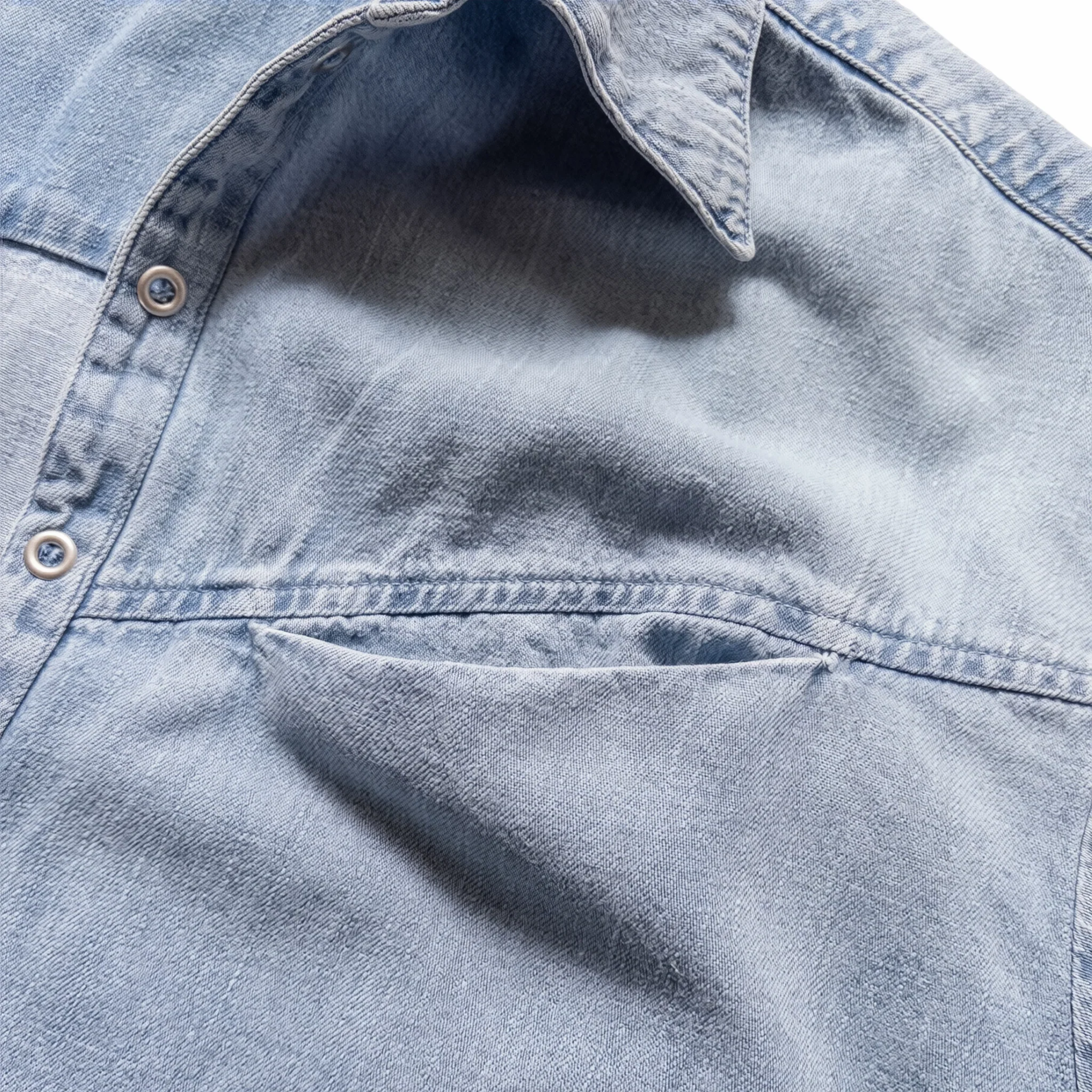 Wythe Denim Pullover Shirt (Washed Indigo) - Image 3